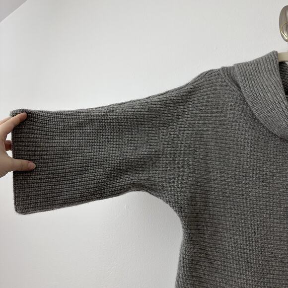 Talbots Womens L Gray Pure Cashmere Short Sleeve Cowl Neck Ribbed Sweater Fall - Picture 2 of 5